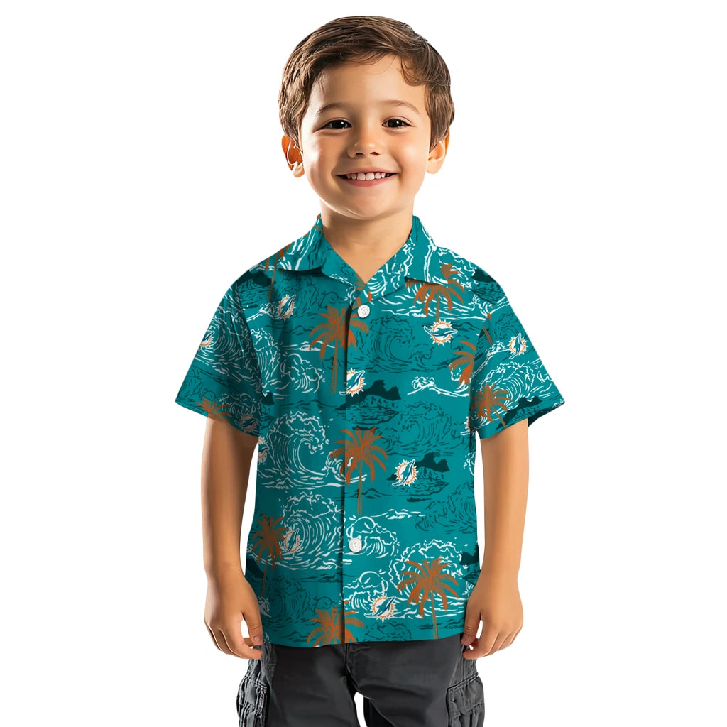 Miami Dolphins Hawaiian Shirt - Wave Palm | Moonbestprint