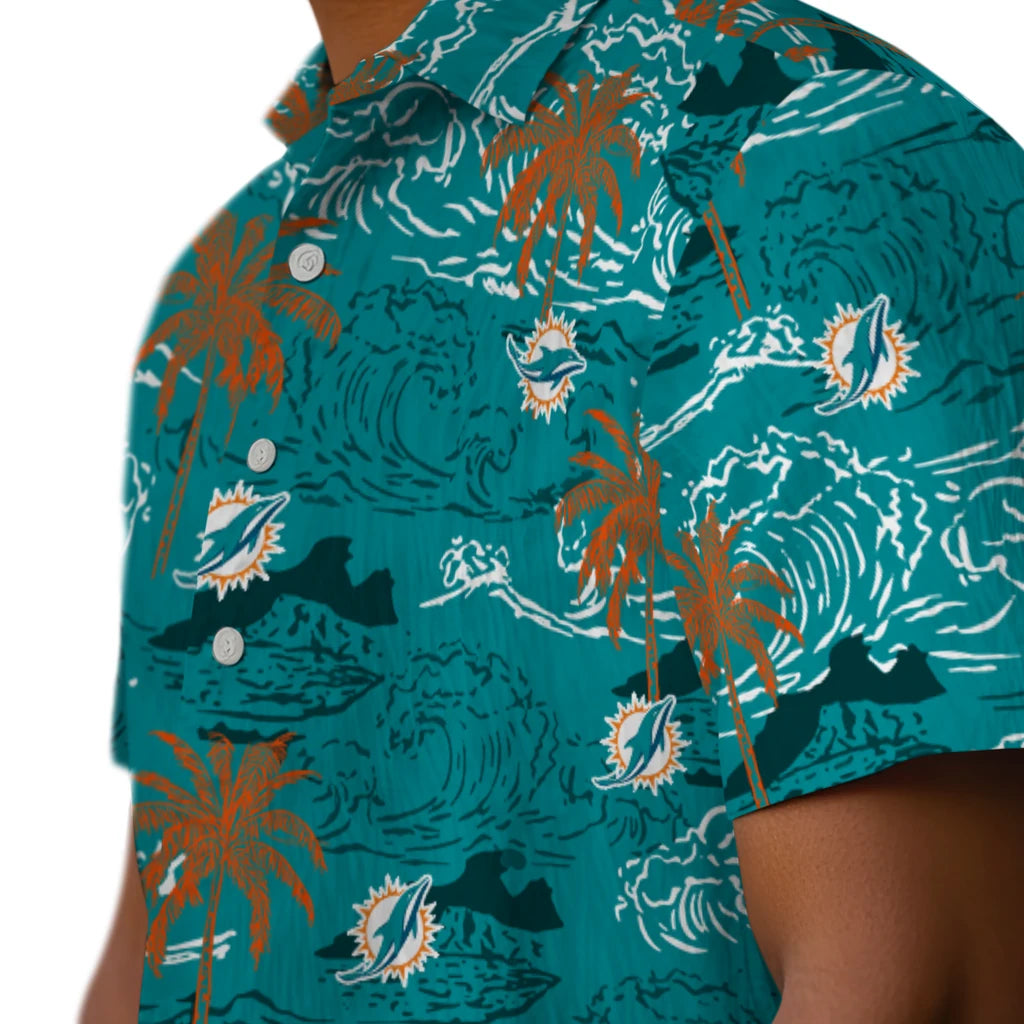 Miami Dolphins Hawaiian Shirt - Wave Palm | Moonbestprint