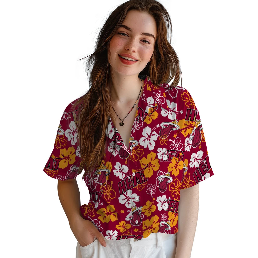 Miami Heat Hibiscus Bloom Hawaiian Shirt – Moonbestprint