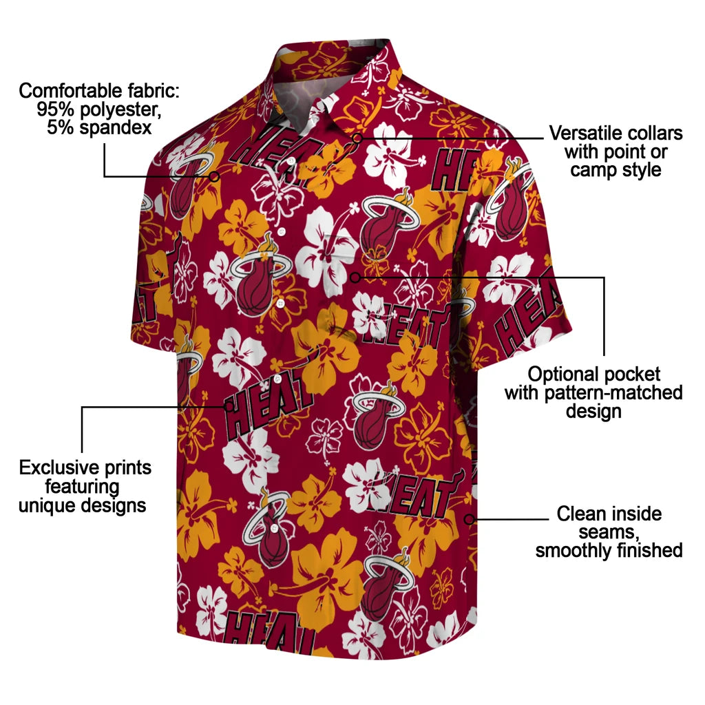 Miami Heat Hibiscus Bloom Hawaiian Shirt – Moonbestprint