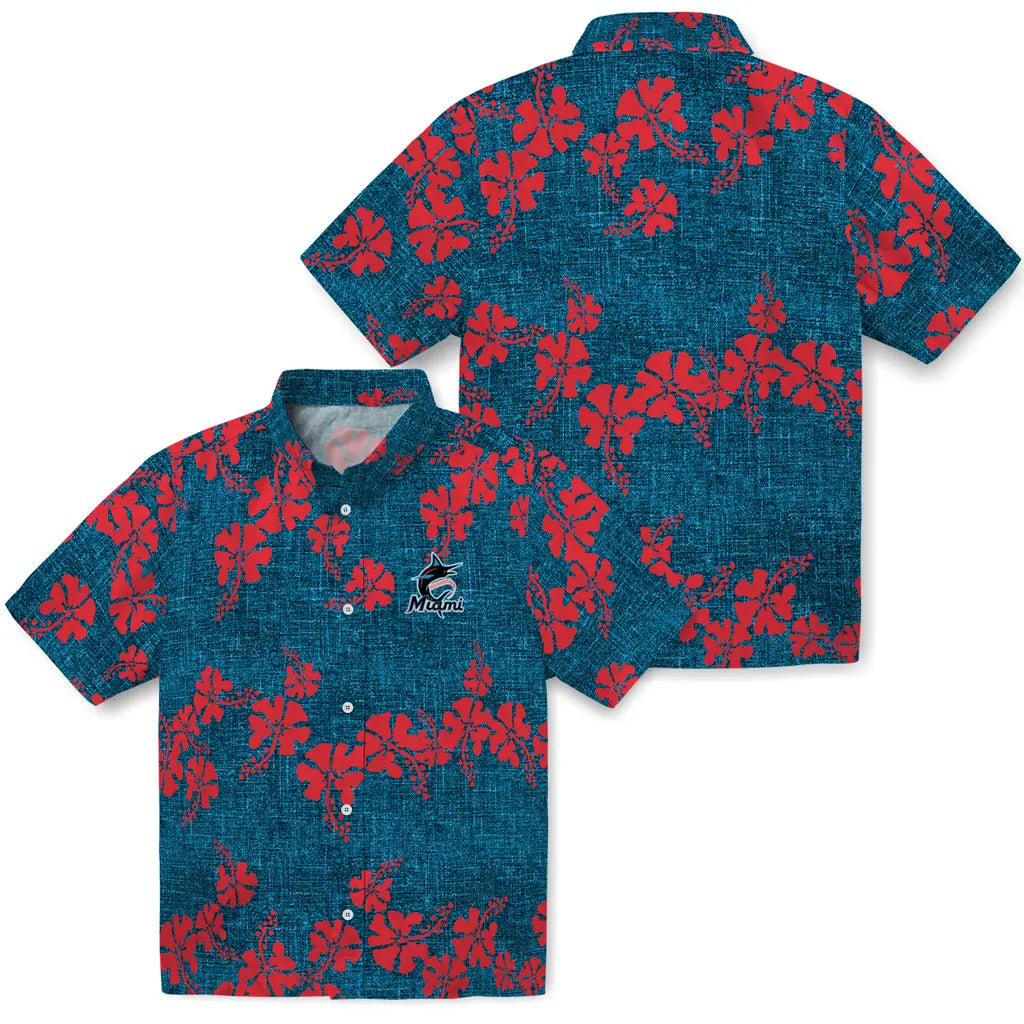 Miami Marlins Hawaiian Shirt - 50th State Flower | Moonbestprint