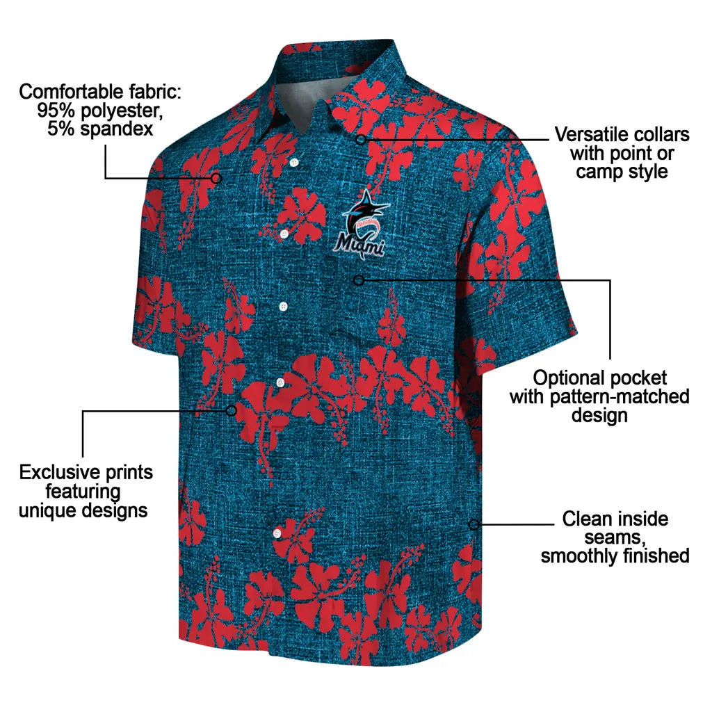 Miami Marlins Hawaiian Shirt - 50th State Flower | Moonbestprint