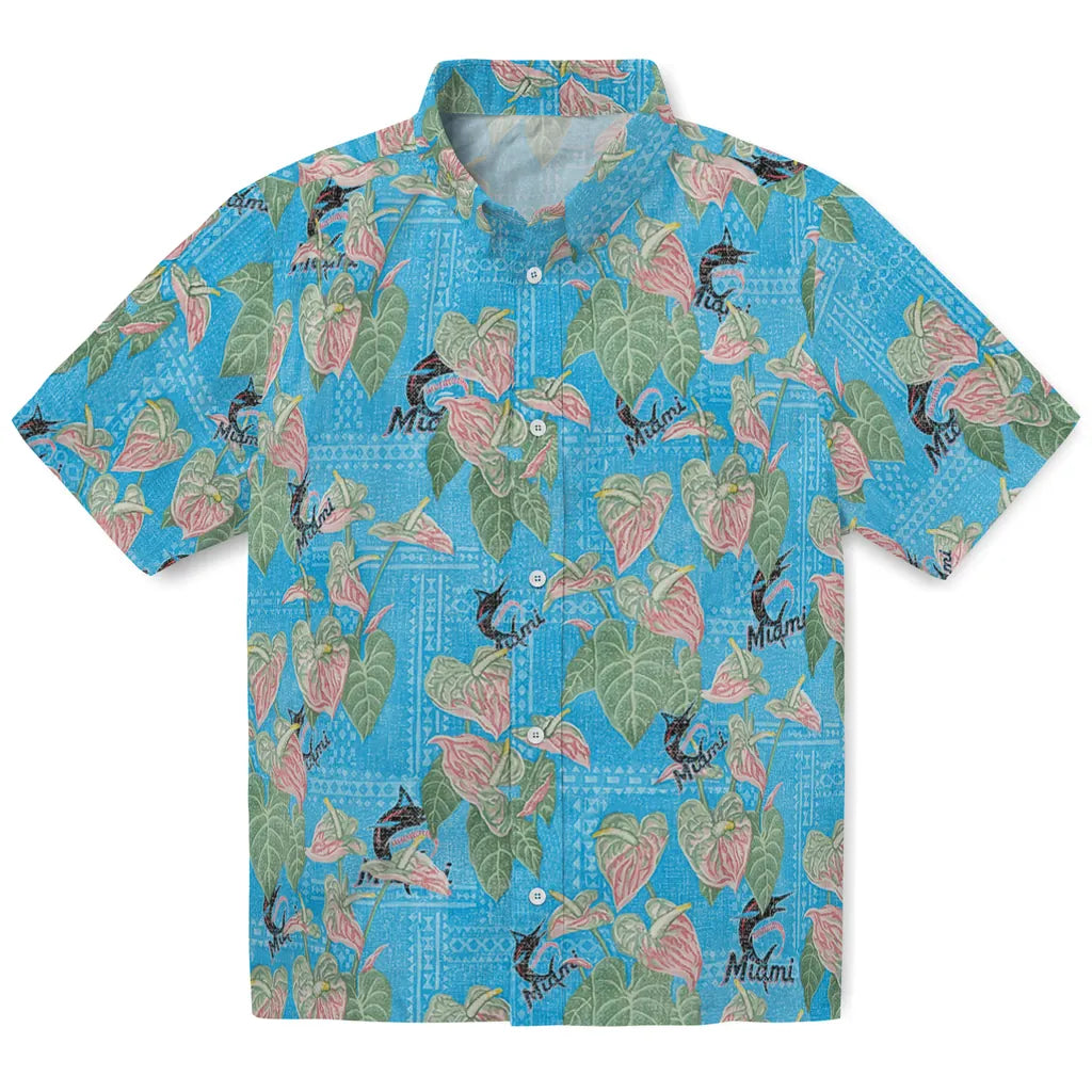 Miami Marlins Hawaiian Shirt - Anthurium Overlay | Moonbestprint