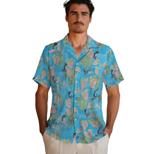 Miami Marlins Hawaiian Shirt - Anthurium Overlay | Moonbestprint