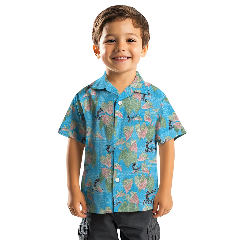 Miami Marlins Hawaiian Shirt - Anthurium Overlay | Moonbestprint