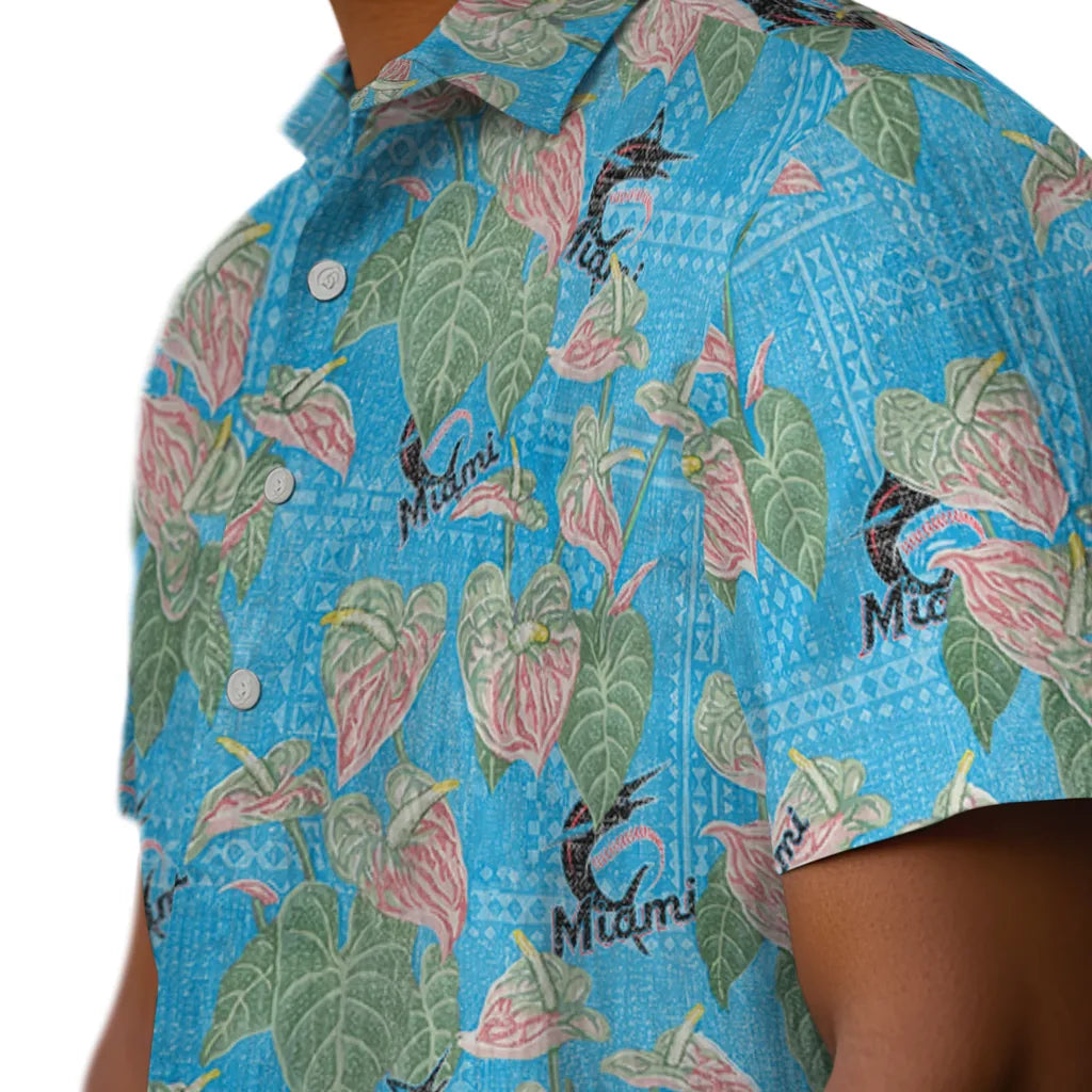 Miami Marlins Hawaiian Shirt - Anthurium Overlay | Moonbestprint
