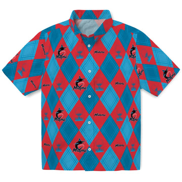 Miami Marlins Hawaiian Shirt - Golfing Plaid | Moonbestprint