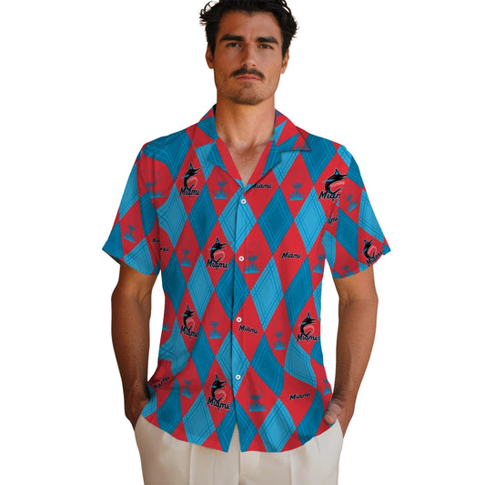 Miami Marlins Hawaiian Shirt - Golfing Plaid | Moonbestprint