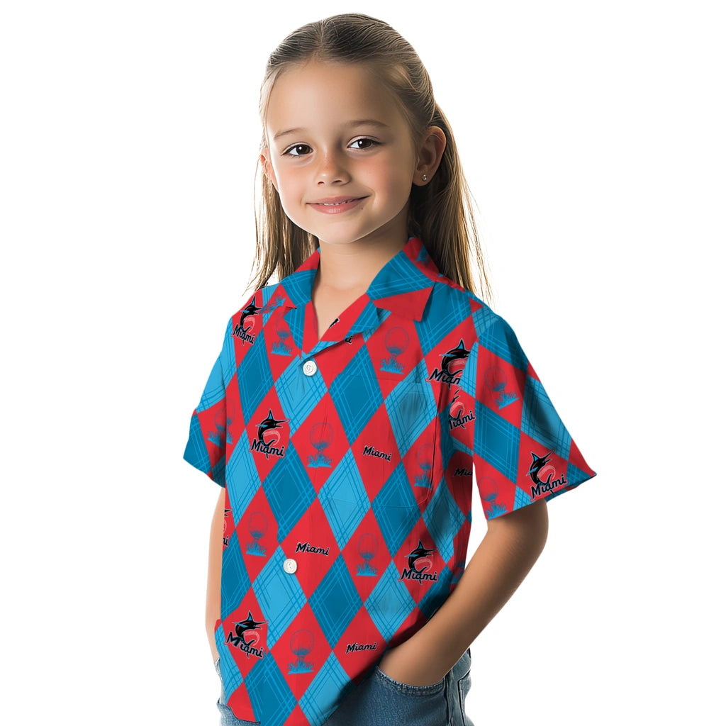 Miami Marlins Hawaiian Shirt - Golfing Plaid | Moonbestprint