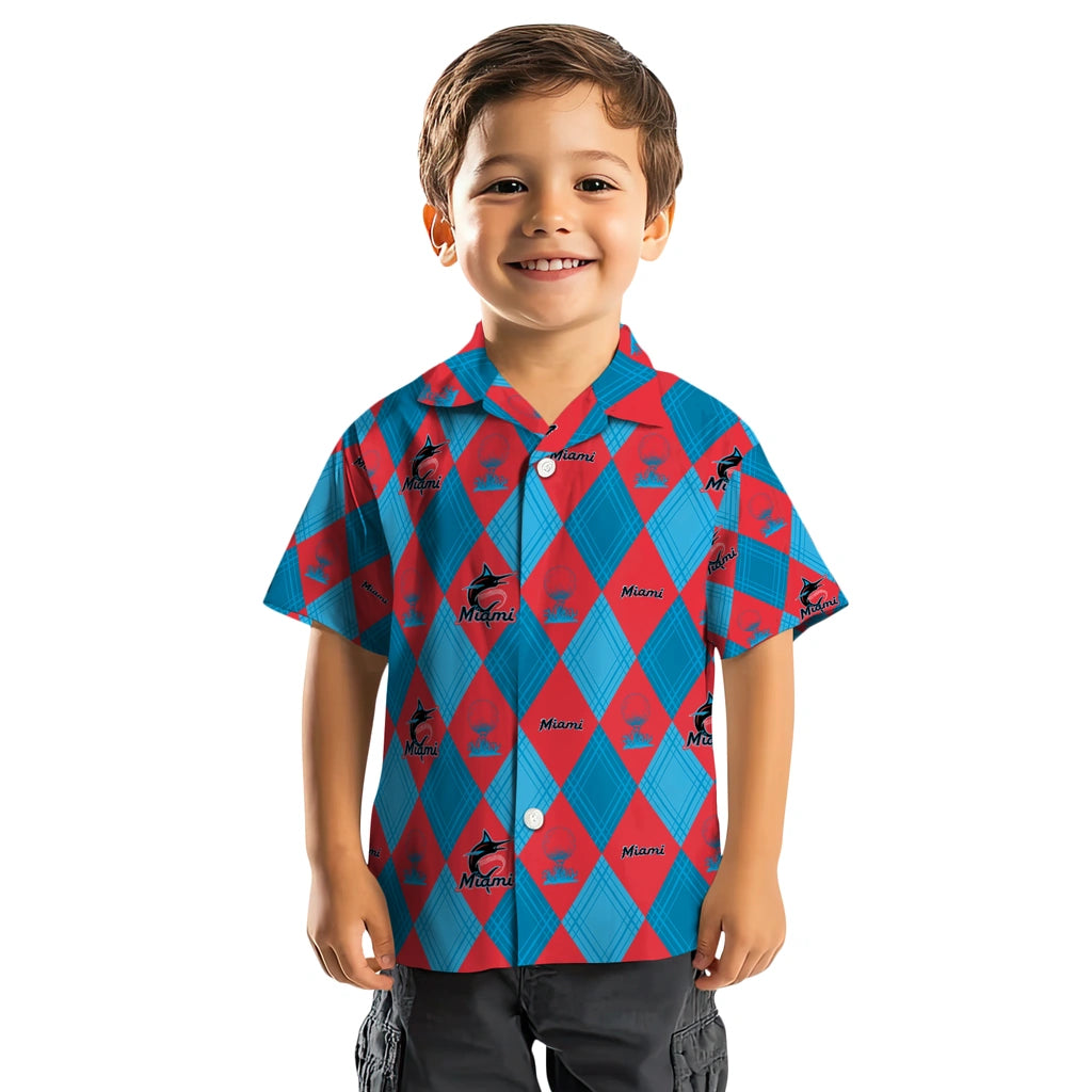 Miami Marlins Hawaiian Shirt - Golfing Plaid | Moonbestprint