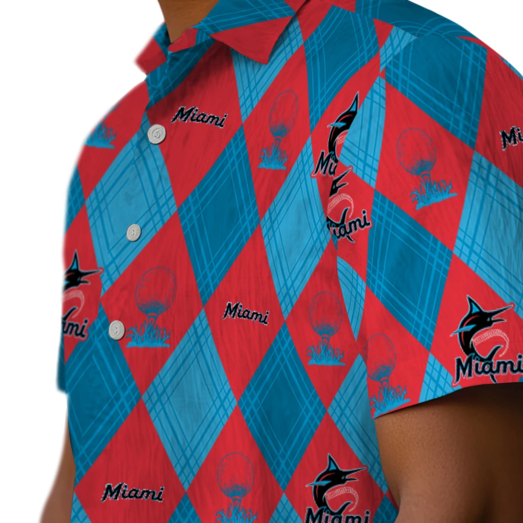 Miami Marlins Hawaiian Shirt - Golfing Plaid | Moonbestprint
