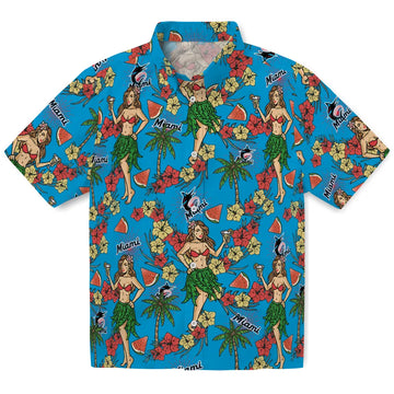 Miami Marlins Hawaiian Shirt - Hawaiian Girls Design | Moonbestprint