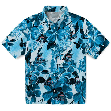 Miami Marlins Hawaiian Shirt - Hibiscus Arrangement | Moonbestprint