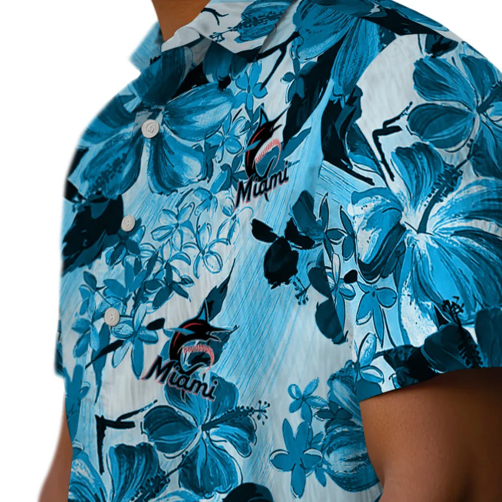 Miami Marlins Hawaiian Shirt - Hibiscus Arrangement | Moonbestprint