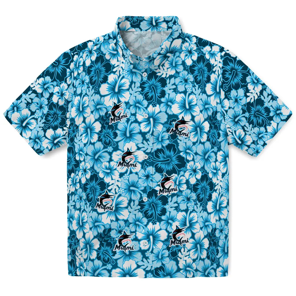 Miami Marlins Hawaiian Shirt - Hibiscus Blooms | Moonbestprint
