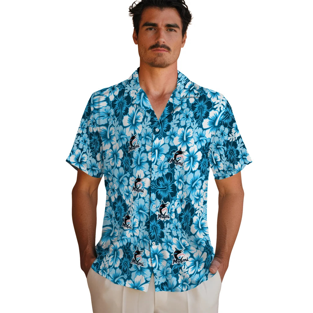 Miami Marlins Hawaiian Shirt - Hibiscus Blooms | Moonbestprint