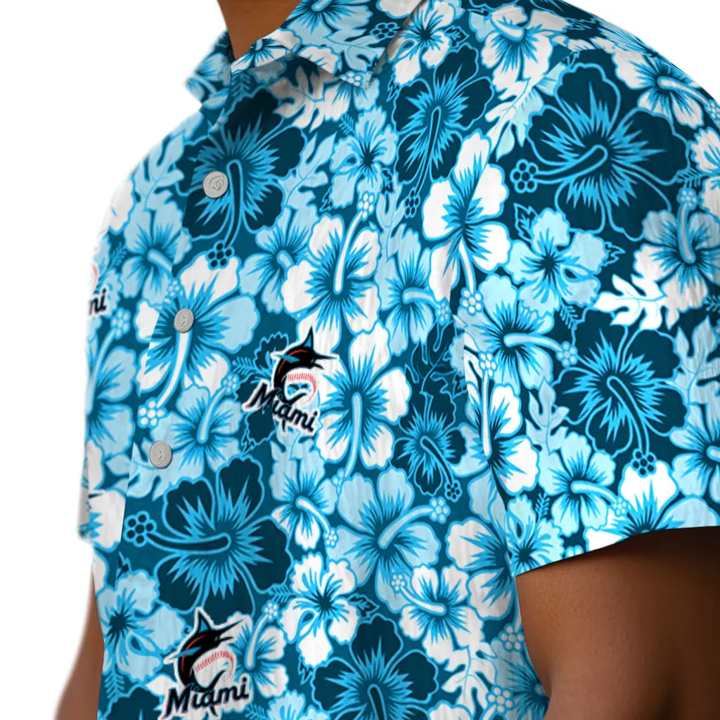 Miami Marlins Hawaiian Shirt - Hibiscus Blooms | Moonbestprint