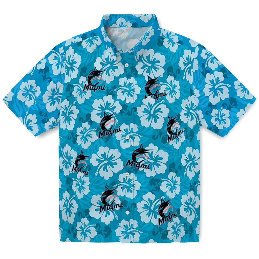 Miami Marlins Hawaiian Shirt - Hibiscus Cluster | Moonbestprint