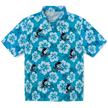 Miami Marlins Hawaiian Shirt - Hibiscus Cluster | Moonbestprint
