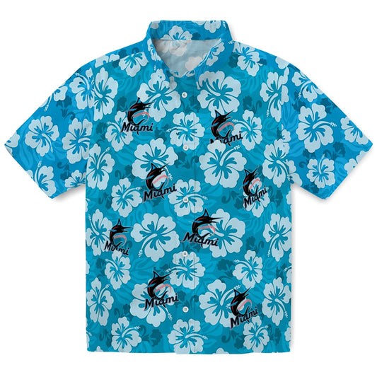Miami Marlins Hawaiian Shirt - Hibiscus Cluster | Moonbestprint