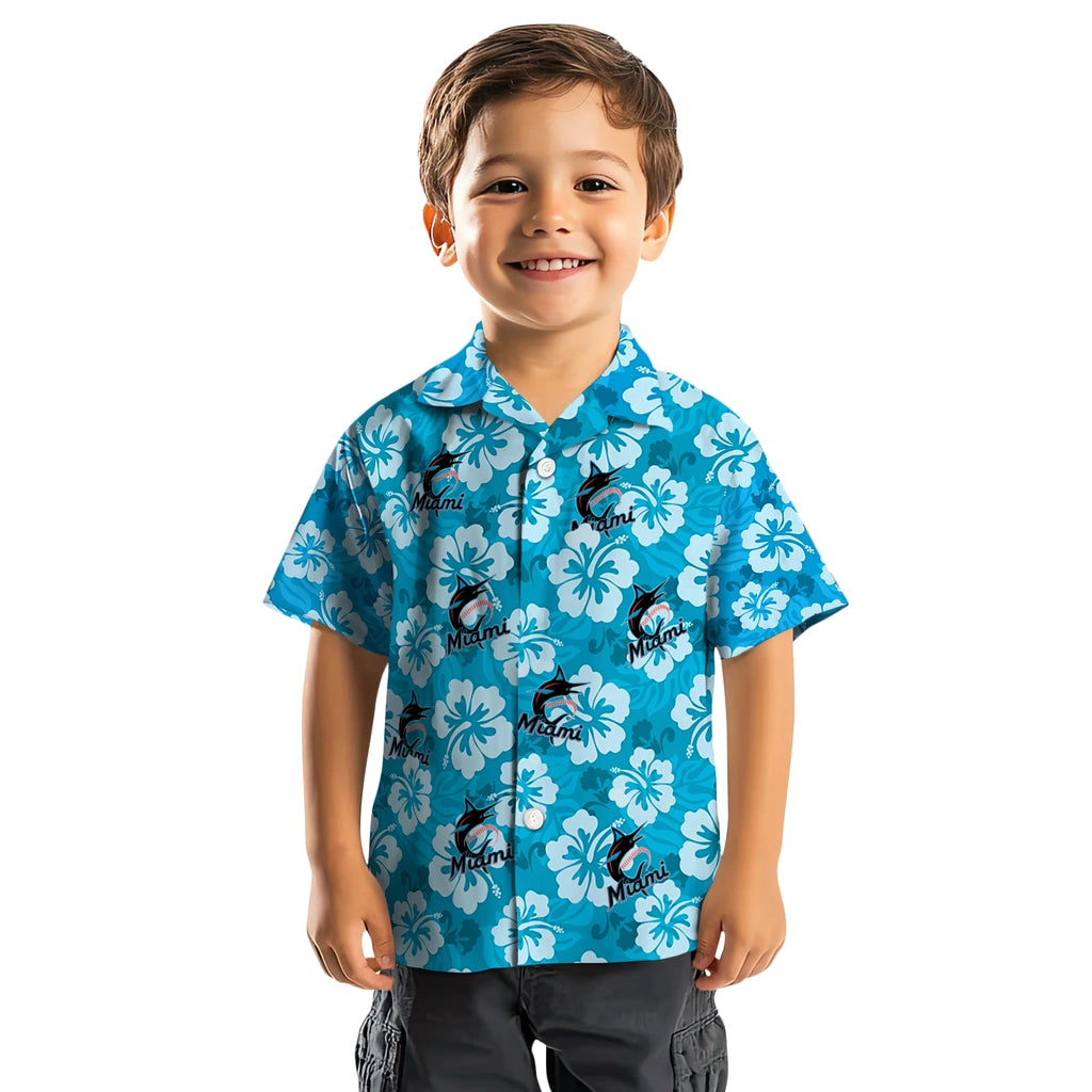 Miami Marlins Hawaiian Shirt - Hibiscus Cluster | Moonbestprint