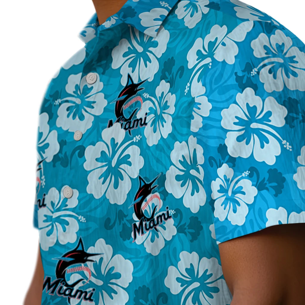 Miami Marlins Hawaiian Shirt - Hibiscus Cluster | Moonbestprint