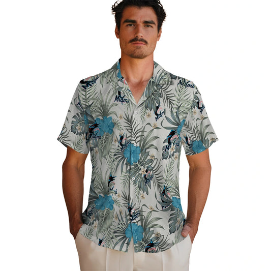 Miami Marlins Hawaiian Shirt - Hibiscus Designs | Moonbestprint