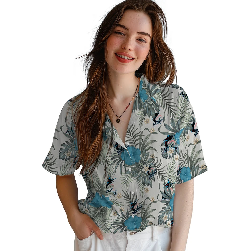 Miami Marlins Hawaiian Shirt - Hibiscus Designs | Moonbestprint