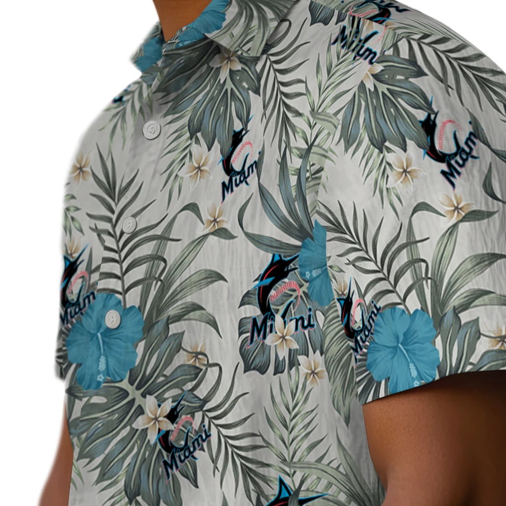 Miami Marlins Hawaiian Shirt - Hibiscus Designs | Moonbestprint
