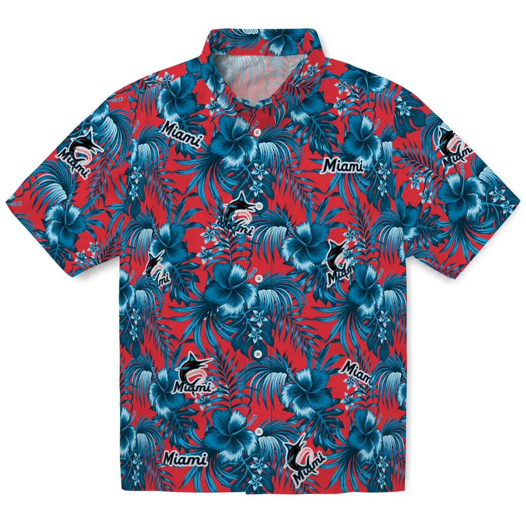 Miami Marlins Hawaiian Shirt - Hibiscus Exotic | Moonbestprint