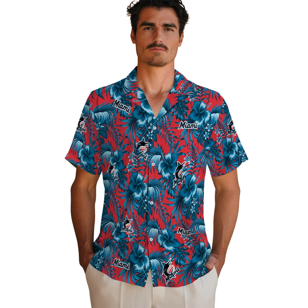 Miami Marlins Hawaiian Shirt - Hibiscus Exotic | Moonbestprint