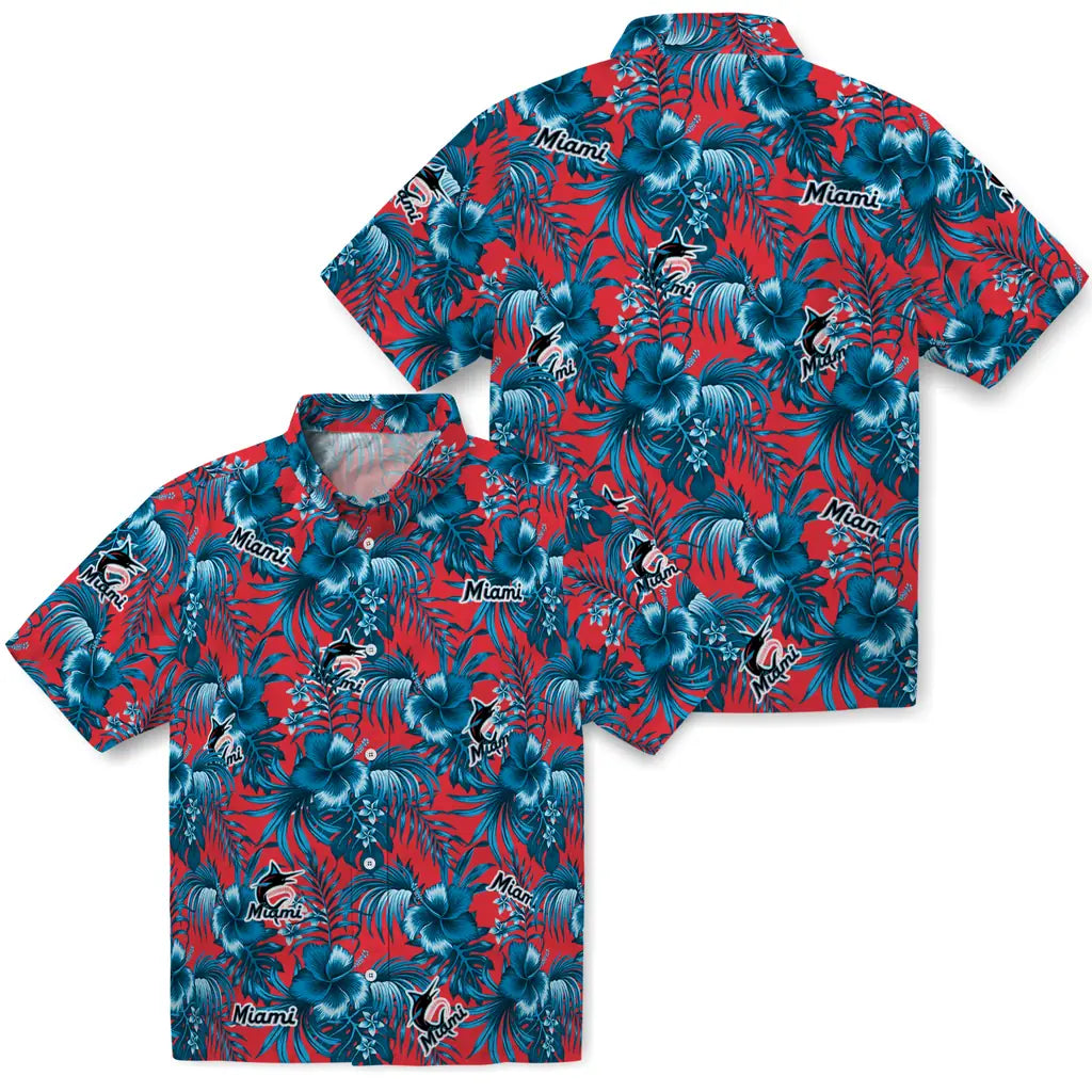 Miami Marlins Hawaiian Shirt - Hibiscus Exotic | Moonbestprint