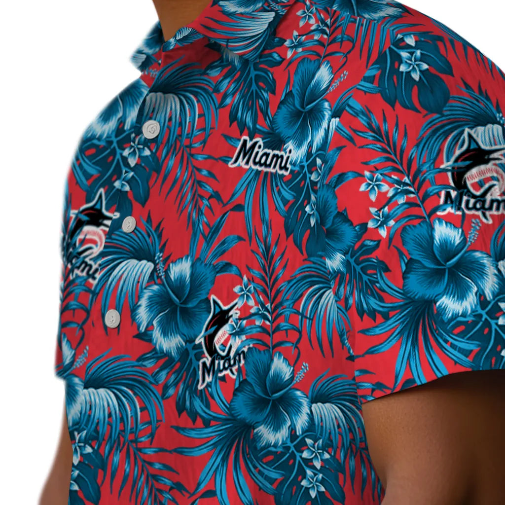 Miami Marlins Hawaiian Shirt - Hibiscus Exotic | Moonbestprint