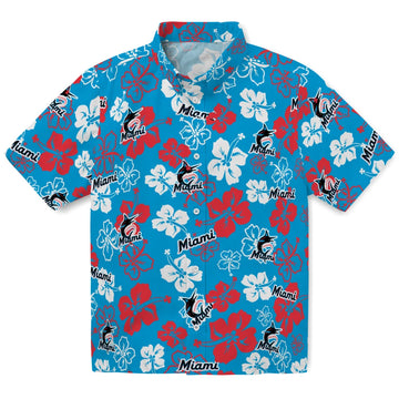 Miami Marlins Hawaiian Shirt - Hibiscus Flower Design | Moonbestprint