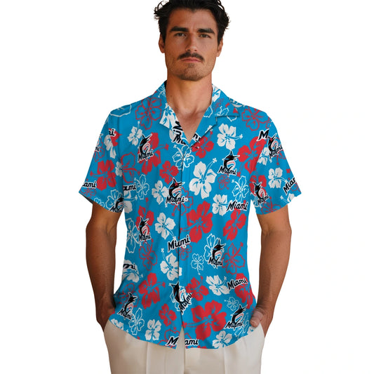 Miami Marlins Hawaiian Shirt - Hibiscus Flower Design | Moonbestprint
