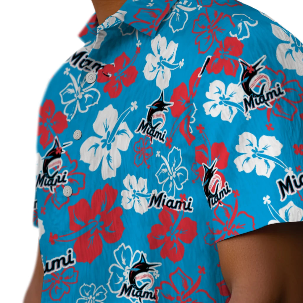 Miami Marlins Hawaiian Shirt - Hibiscus Flower Design | Moonbestprint