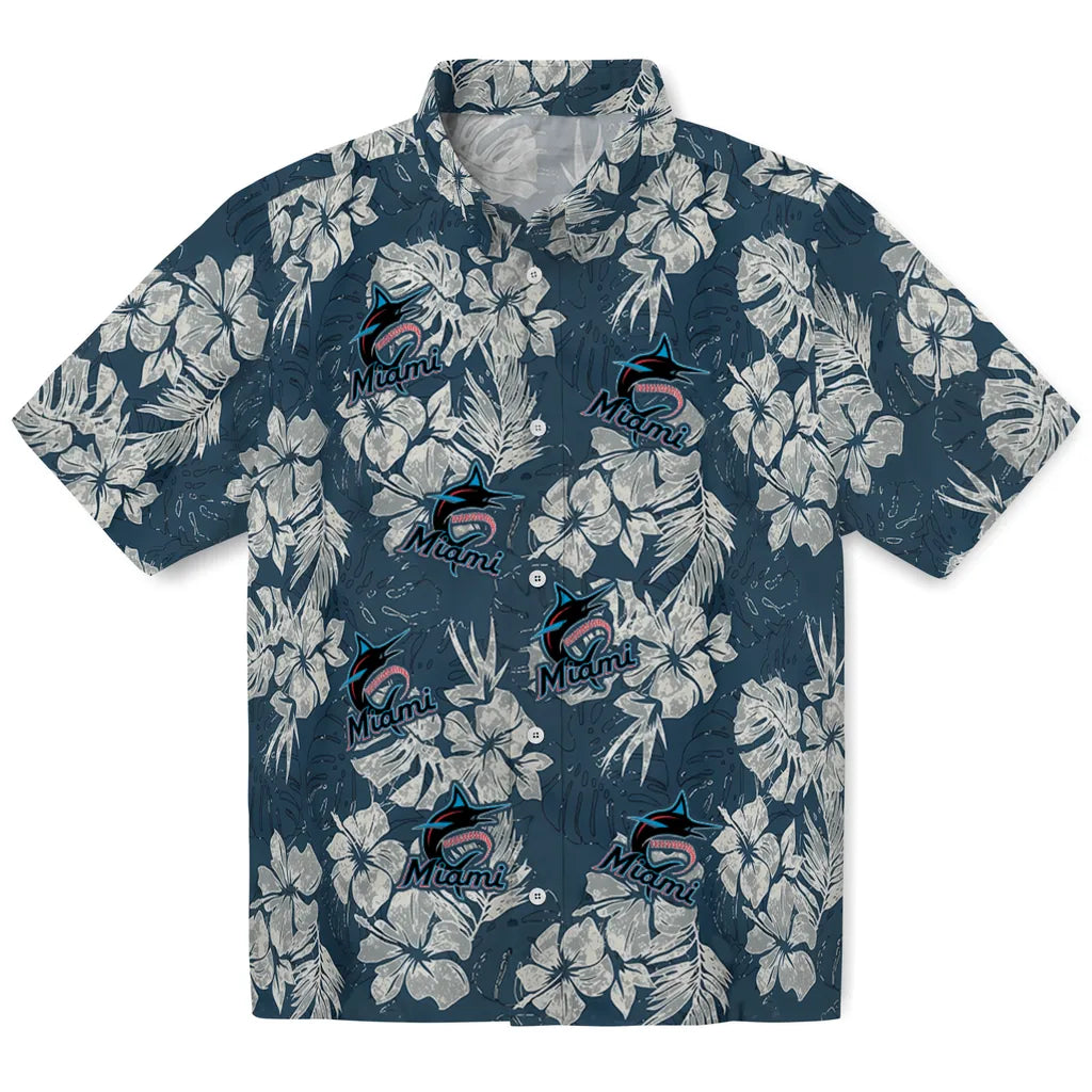 Miami Marlins Hawaiian Shirt - Hibiscus Flowers | Moonbestprint