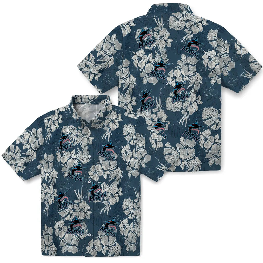 Miami Marlins Hawaiian Shirt - Hibiscus Flowers | Moonbestprint