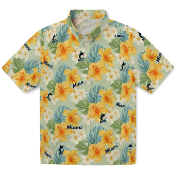 Miami Marlins Hawaiian Shirt - Hibiscus Mood | Moonbestprint