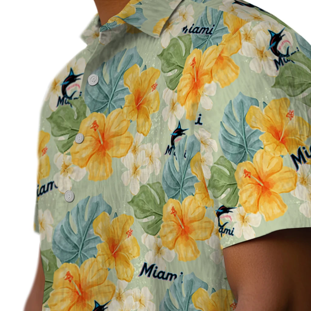 Miami Marlins Hawaiian Shirt - Hibiscus Mood | Moonbestprint