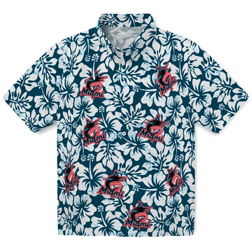 Miami Marlins Hawaiian Shirt - Hibiscus Motif | Moonbestprint