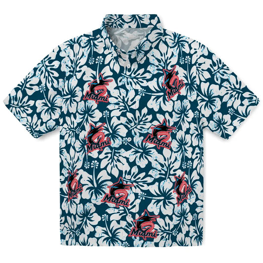 Miami Marlins Hawaiian Shirt - Hibiscus Motif | Moonbestprint