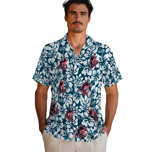 Miami Marlins Hawaiian Shirt - Hibiscus Motif | Moonbestprint