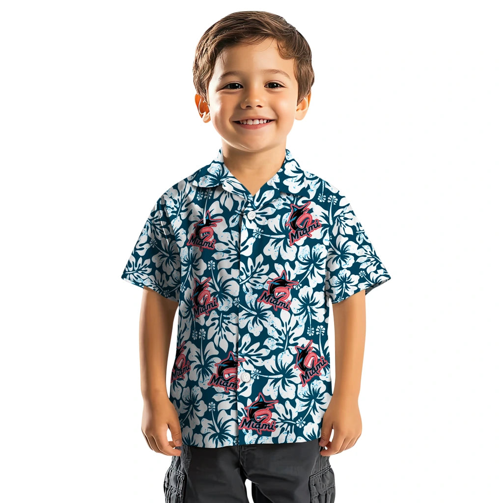 Miami Marlins Hawaiian Shirt - Hibiscus Motif | Moonbestprint