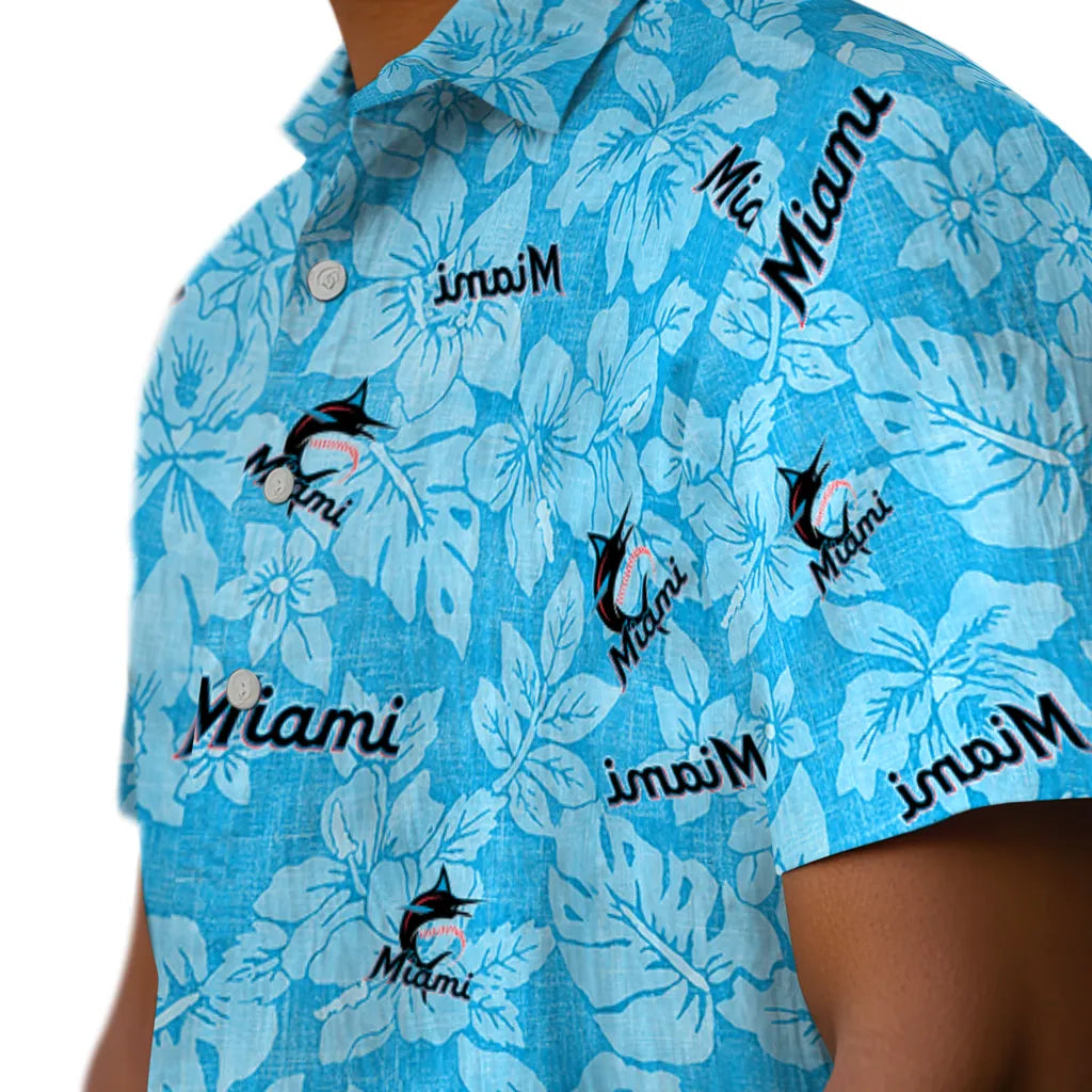 Miami Marlins Hawaiian Shirt - Hibiscus Oasis | Moonbestprint