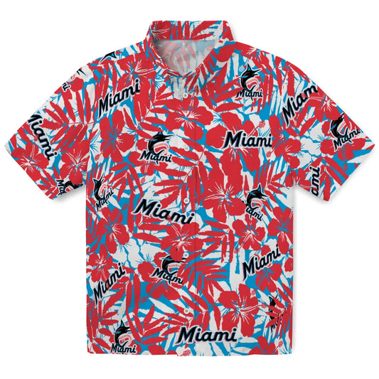 Miami Marlins Hawaiian Shirt - Hibiscus Overlay | Moonbestprint
