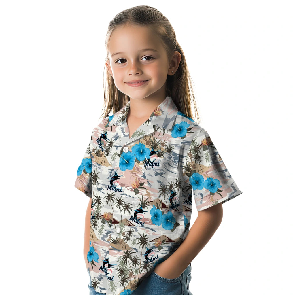 Miami Marlins Hawaiian Shirt - Hibiscus Seaside | Moonbestprint