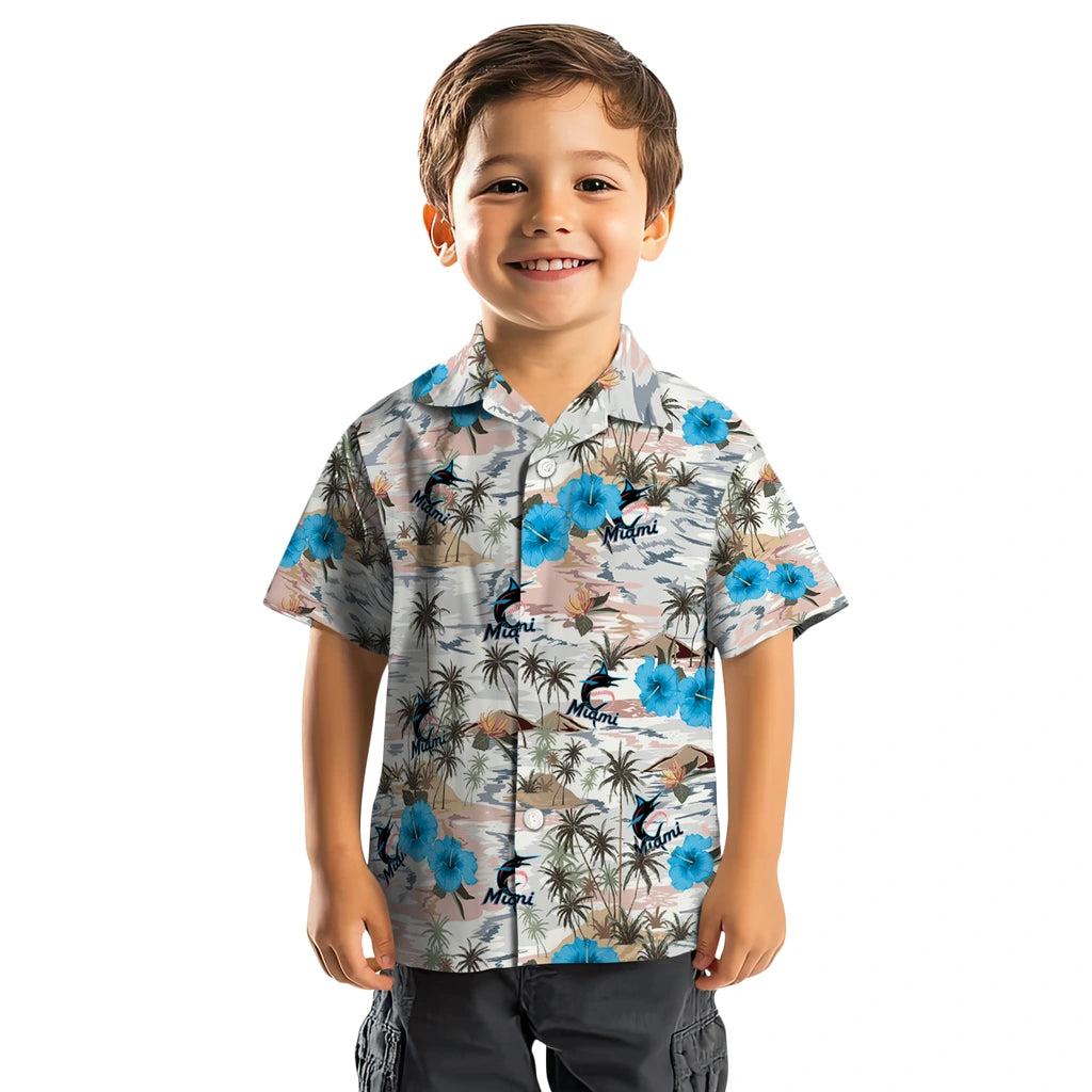 Miami Marlins Hawaiian Shirt - Hibiscus Seaside | Moonbestprint