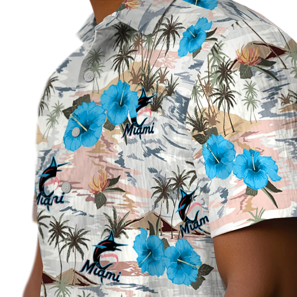 Miami Marlins Hawaiian Shirt - Hibiscus Seaside | Moonbestprint