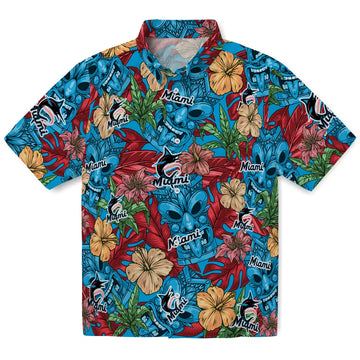 Miami Marlins Hawaiian Shirt - Hibiscus Tiki Jungle | Moonbestprint